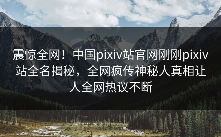 震惊全网！中国pixiv站官网刚刚pixiv站全名揭秘，全网疯传神秘人真相让人全网热议不断