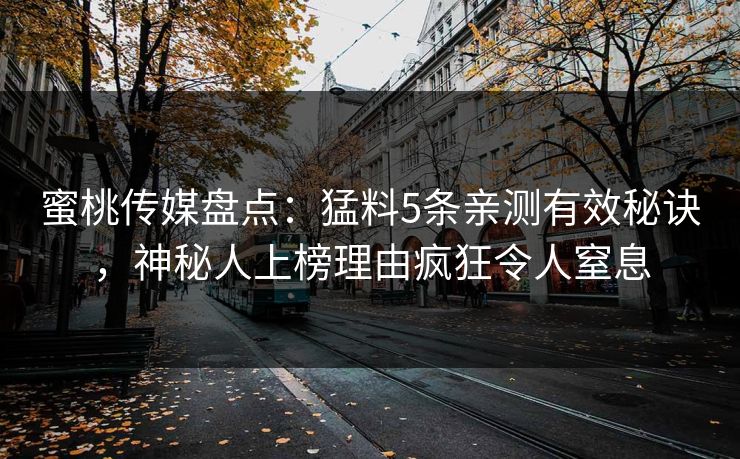 蜜桃传媒盘点：猛料5条亲测有效秘诀，神秘人上榜理由疯狂令人窒息
