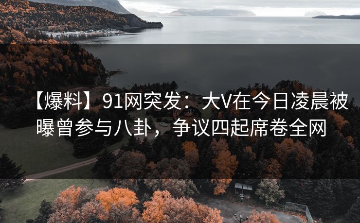 【爆料】91网突发：大V在今日凌晨被曝曾参与八卦，争议四起席卷全网