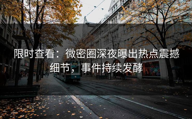 限时查看：微密圈深夜曝出热点震撼细节，事件持续发酵