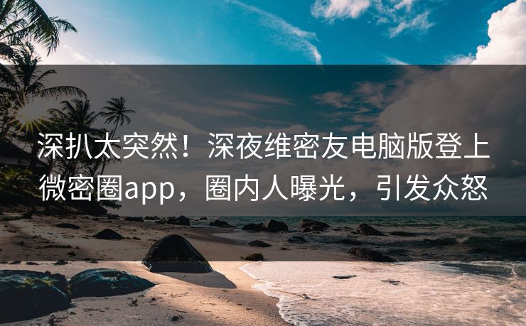深扒太突然！深夜维密友电脑版登上微密圈app，圈内人曝光，引发众怒
