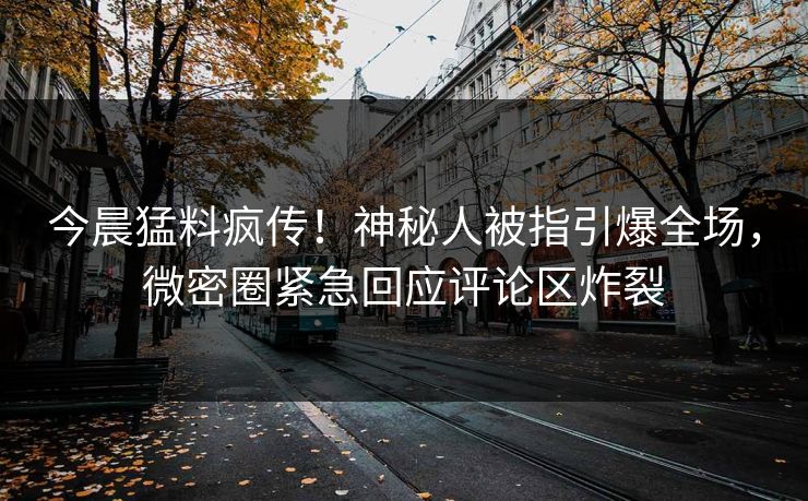 今晨猛料疯传！神秘人被指引爆全场，微密圈紧急回应评论区炸裂