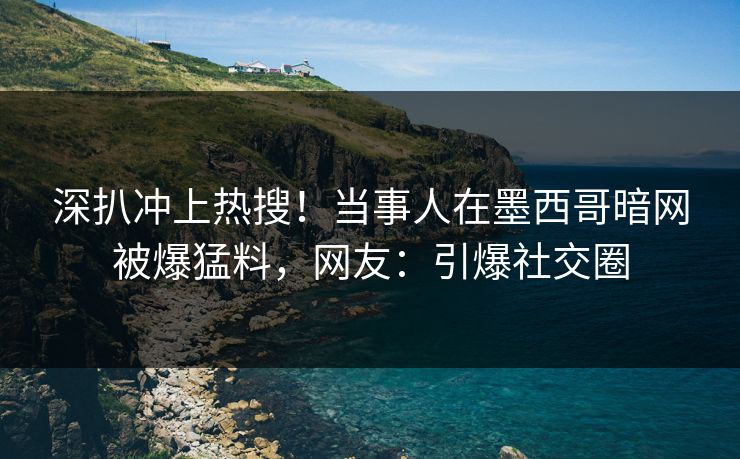 深扒冲上热搜！当事人在墨西哥暗网被爆猛料，网友：引爆社交圈