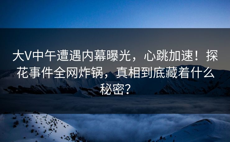 大V中午遭遇内幕曝光，心跳加速！探花事件全网炸锅，真相到底藏着什么秘密？