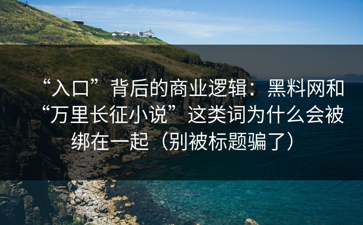 “入口”背后的商业逻辑：黑料网和“万里长征小说”这类词为什么会被绑在一起（别被标题骗了）