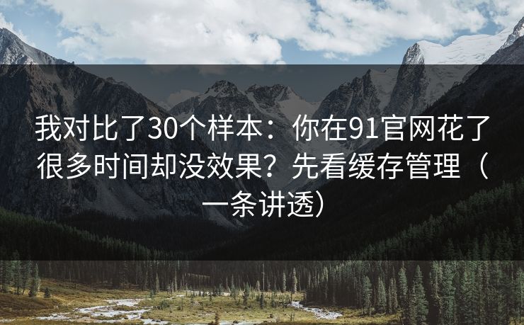 我对比了30个样本：你在91官网花了很多时间却没效果？先看缓存管理（一条讲透）