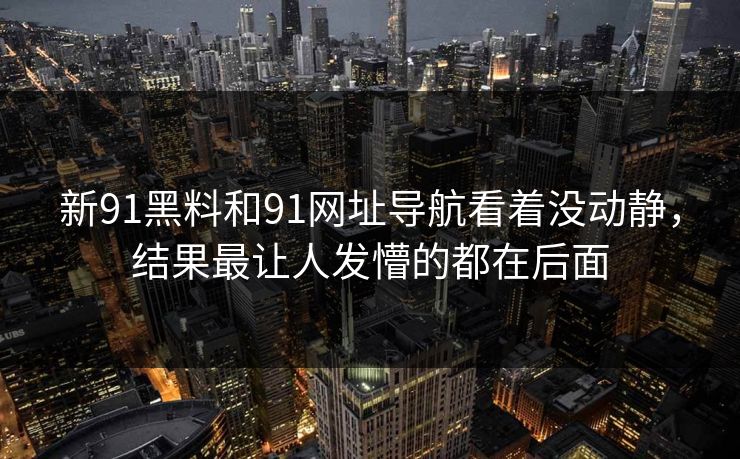新91黑料和91网址导航看着没动静，结果最让人发懵的都在后面